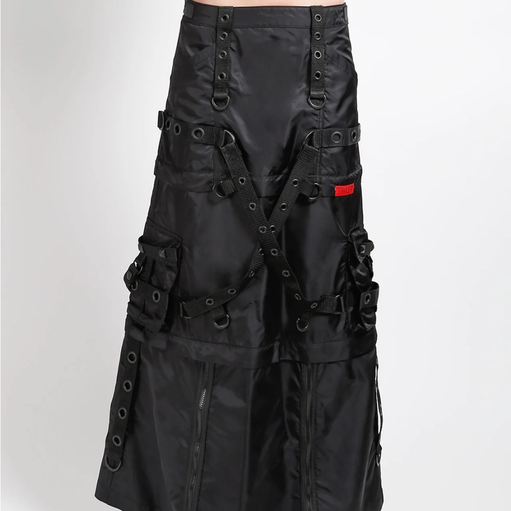 NWT Tripp NYC Black Cyber Goth Long Zip-off Cargo Skirt plus size 3xl XXXL